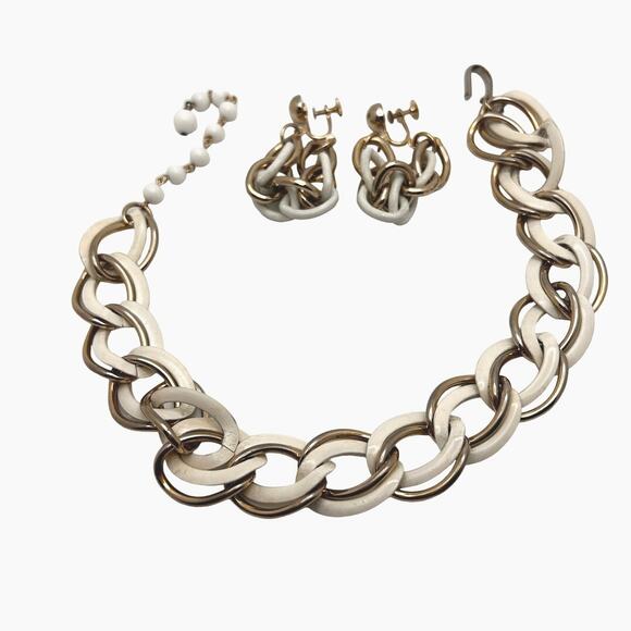 Coro Gold and Cream Necklace Set - Picture 1 of 7